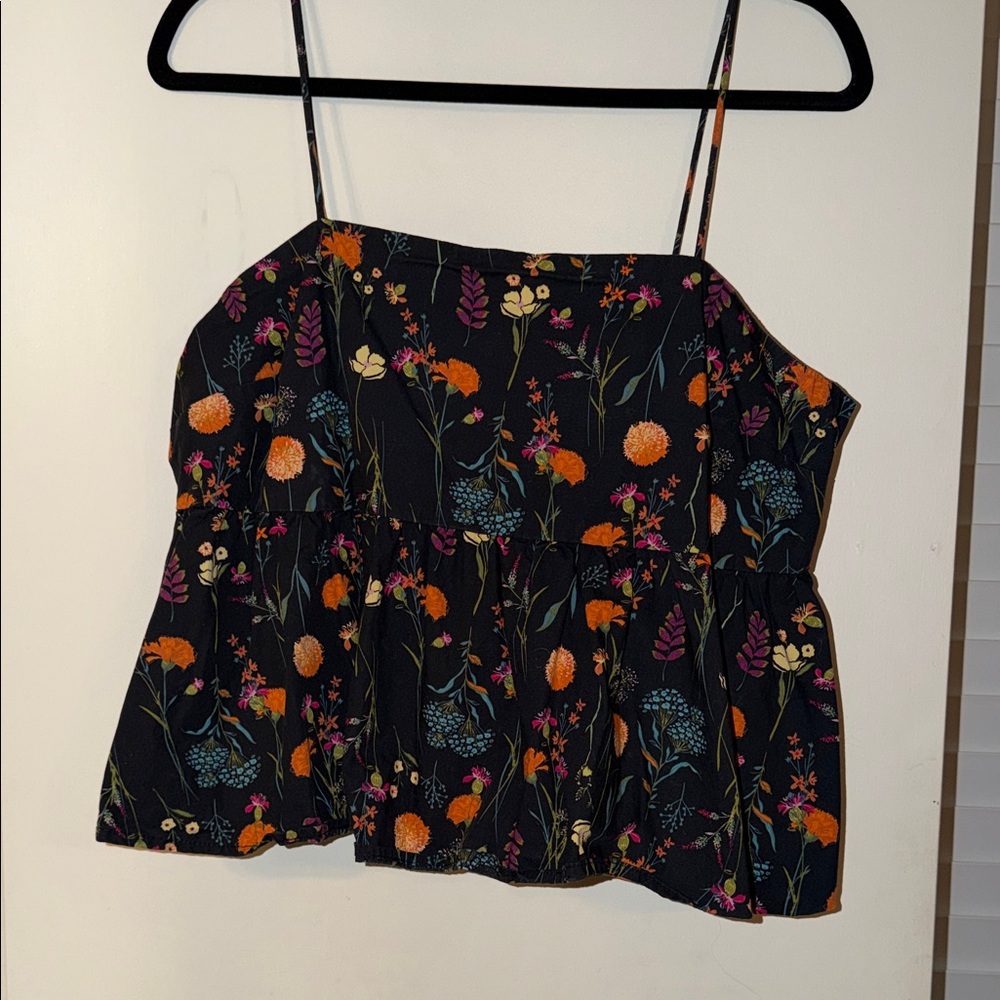 A New Day - Floral Black Peplum Tank Top